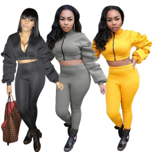 C4037  Women's clothing patchwork bodycon two piece clothing set autumn winter crop top  sportswear set